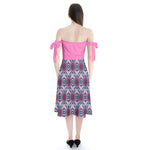 Star Quilt Shoulder Tie Mid-Length Dress