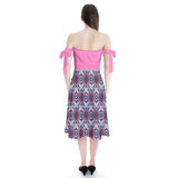 Star Quilt Shoulder Tie Mid-Length Dress