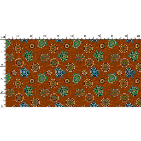 Beadwork Turtle Island - Earth Tones - Designer Fabric - Many Choices