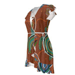 Beadwork Turtle Island - Earth Tones - Flounce Skirt Tea Dress