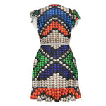 Vintage Beadwork Print - Flounce Skirt Tea Dress