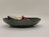 Clay Shell & Feather Smudge Bowl - Olive - Rappahannock Made Pottery Active