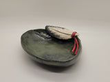 Clay Shell & Feather Smudge Bowl - Olive - Rappahannock Made Pottery Active