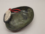 Clay Shell & Feather Smudge Bowl - Olive - Rappahannock Made Pottery Active