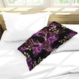 Dark Forest Floor - Floral Deer Skull - King Pillow Case