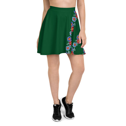 Green Mihkokwaniy Beadwork Print - Clara Skirt