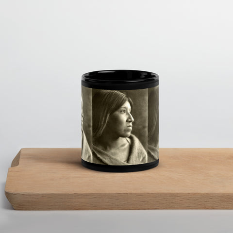 Desert Cahuilla Woman - Black Glossy Mug