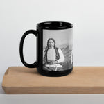 Arapaho Chief Black Coal Antique Photo Print - Black Glossy Mug