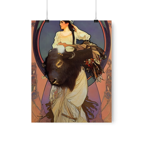 Indigenous Goddess Gang - Huntress - Premium Matte Vertical Posters - Indigenous Art Nouveau