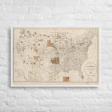 1888 Map of the Indian Reservations within the United States and Territories - Framed Canvas